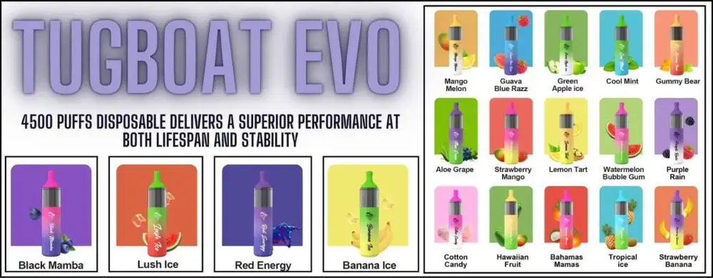 Tugboat Evo 4500 Puffs Lower Price Disposable