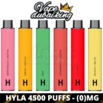 HYLA 4500 PUFFS NO NICOTINE DISPOSABLE VAPE