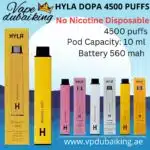 Hyla dopa 4500 puffs no nicotine disposable vape