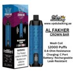 Al Fakher Crown Bar 12000 Puffs Blueberry Gum