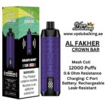 Al Fakher Crown Bar 12000 Puffs Grape Mint