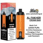 Al Fakher Crown Bar 12000 Puffs Peach Ice