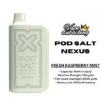 PODSALT NEXUS 6000 PUFFS FRESH RASPBERRY MINT 20MG