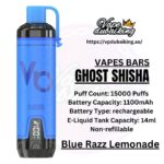 Vapes Bars Ghost Shisha 15000 Puffs Blue Razz Lemonade