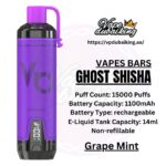 Vapes Bars Ghost Shisha 15000 Puffs Grape Mint