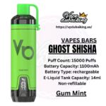 Vapes Bars Ghost Shisha 15000 Puffs Gum Mint