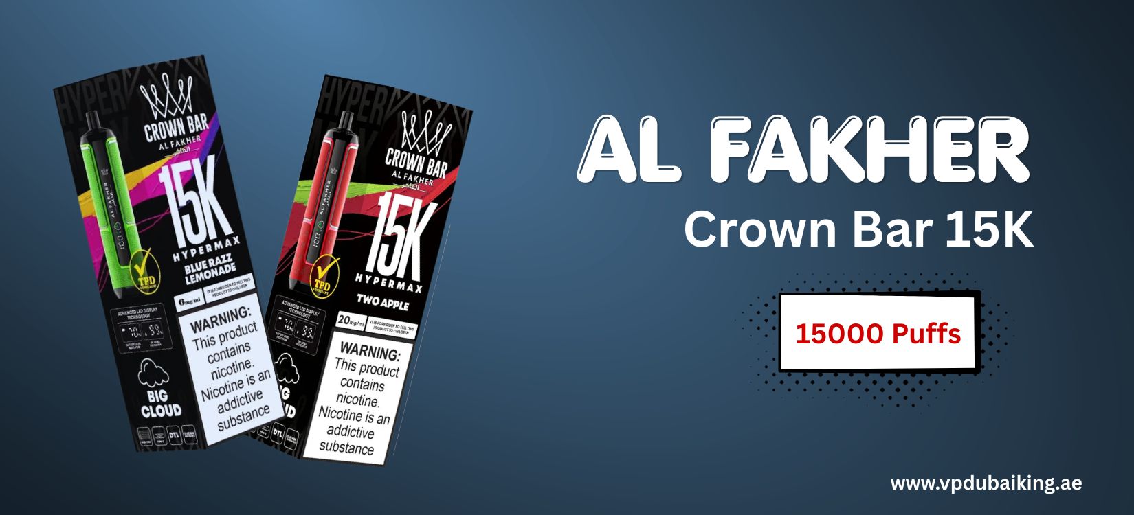 AL Fakher Hypermax 15k Puffs Disposable Vape 3 Al Fakher Crown Bar 15K | Vape Dubai King