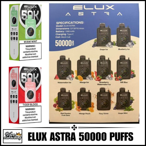 Elux Astra 50000 Puffs Disposable Vape All Flavors
