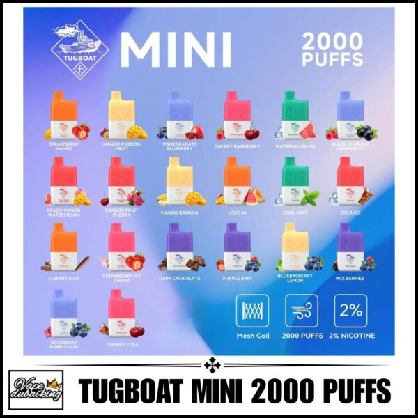 Tugboat Mini 2000 Puffs Disposable All Flavors