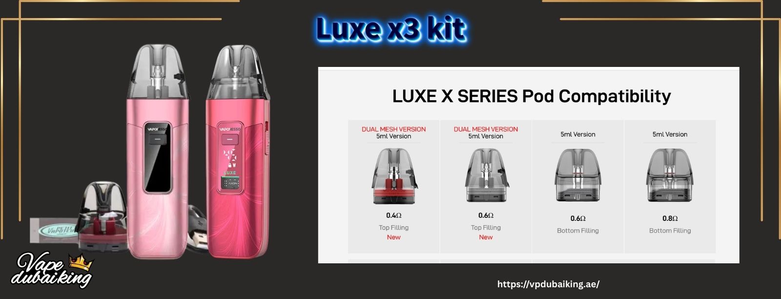 Vaporesso Luxe X3 Pod Kit compatible pods