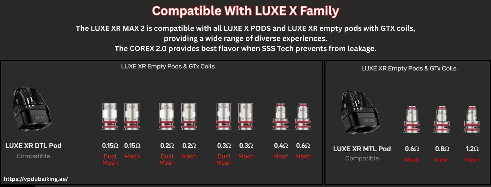 Buy Luxe XR Max 2 Compatible Coils and pods